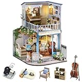 CUTEROOM DIY Miniatur Puppenhaus Kit – Kreatives 3D-Holzmodell mit LED-Beleuchtung und Musikbewegung, Geschenke & Deko – Glücksmelodie