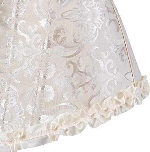 Corset Top Overbust Victorian Renaissance Corset Sexy Lace Corset Top Bodice Lingerie Lacing Bustier Tops Corset Tops For Women, Beige, X-Large #TOP4