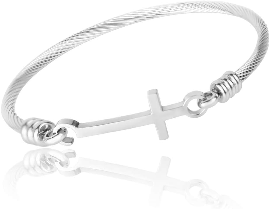 Cross Bracelet Cuff Bangle Stainless Steel