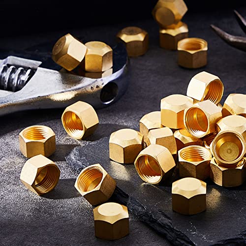 3/8 Inch Brass Compression Cap Stop Valve Cap Brass Compression Cap Drain Pipe Fittings For Hose Connector Garden Outdoor Water Pipes Nozzle Joints (50 Pieces) #TOP3