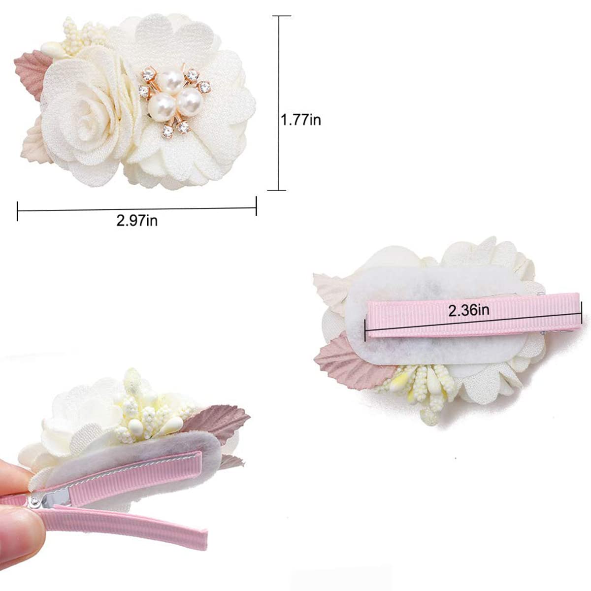 Flower Hair Clips Set for Baby Girl Lightweight Floral Hair Bow Accessories with Boutique Fully Lined Alligator Clip for Toddler Teens Gifts (AB) - Image 4