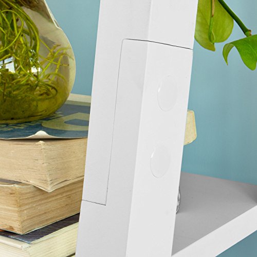 Haotian FRG61-W, Modern 5 Tiers Ladder Shelf Bookcase, Wood Storage Display Shelving, Wall Shelf, W64xD39xH180cm, White