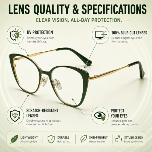 Image of LensKandy | Cat Eye Computer Glasses for Women | Zero Power Blue Light Blocking | 100% UV Protection | Medium size | For Daily works : Laptop, Mobile, Gaming, Office | LKM0002