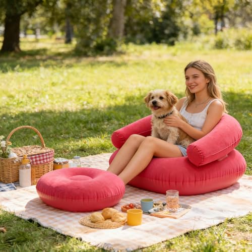 Silla Inflable con floqueado suave y estructura de relajación cómoda 3