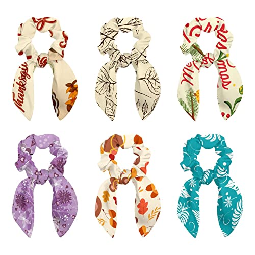 Chouchous pour cheveux lot de 6 avec nœuds amovibles motif feuilles d'automne stylées