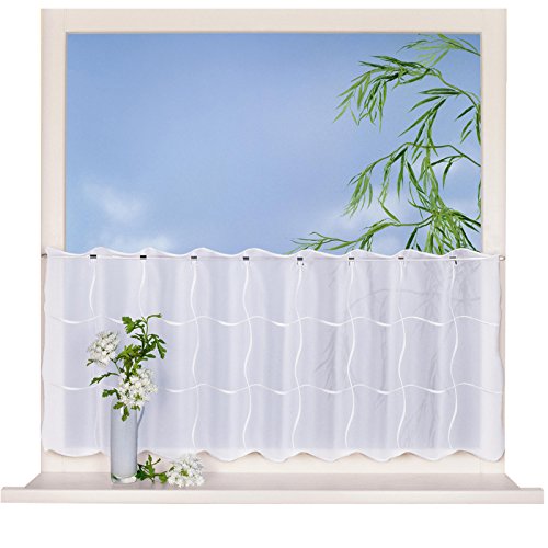 Scheibengardine LENTINI weiß B/H: 150x50 cm moderne transparente Kurzgardine Cover