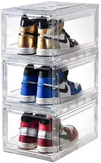 【本日限定激安格】HATCHEL(ハッチェル) 透明プラスチックスニーカー 積み重ね可能 3パック 靴収納ボックス ドロップフロント アクリル引き出し 水に強い
