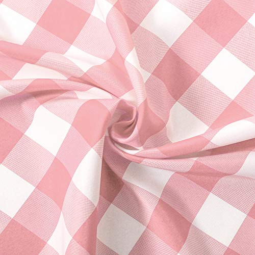Hiasan Buffalo Check Tie Up Curtains For Small Windows, 42 X 63 Inch - Semi Sheer Light Filtering Balloon Kitchen Curtains For Spring (Rod Pocket, Pink And White, 1 Panel) #TOP2