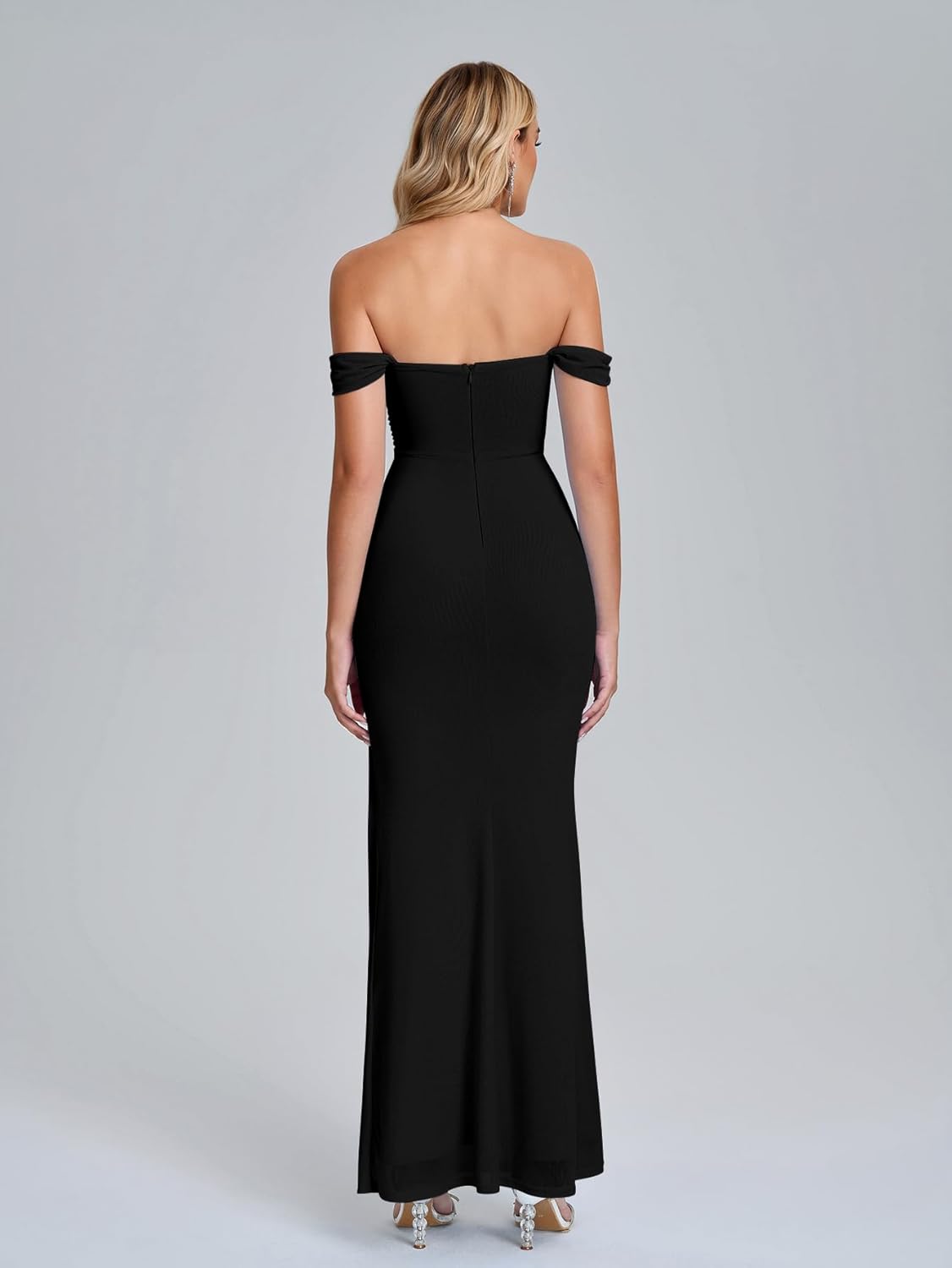 KUTUMAI Off Shoulder Corset Long Formal Wedding Guest Dress 2026 Sexy High Split Floral Ruched Bodycon Maxi Dresses for Women - Image 3