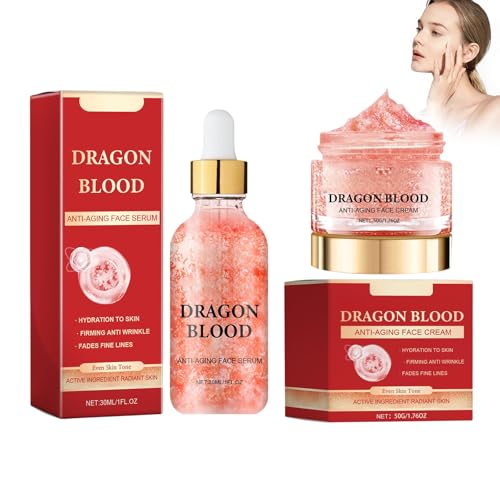 Wonsters Crema de sangre de dragón, 30 ml de sérum antiarrugas de sangre de dragón y 50 g de crema hidratante con sangre de dragón, sérum de sangre de dragón, crema nutritiva rejuvenecedora