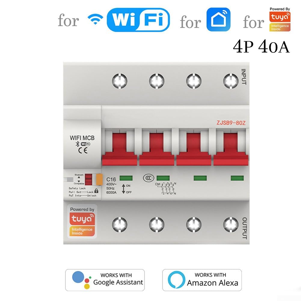 4P 40A Per Tuya 40A WiFi Smart Circuit Breaker Interruttore Automatico Protezione da Sovraccarico