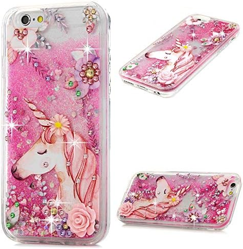 SUPWALL Compatible with iPhone 6 Case, iPhone 6S Case Glitter Liquid Defender TPU Shockproof Bumper Protective Silicone Case Floating Bling Sparkle Quicksand for iPhone 6 6S 4.7 inch (Diamond Horse)