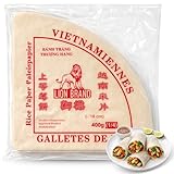Papel de Arroz Comestible, Wafer Paper, Obleas de Arroz, Banh trang, Apto para Rollitos, Dumplings, Recetas Dulces, Saladas, para Freír, al Vapor, 400 Gramos, Sin gluten (1/4, 400, gramo)