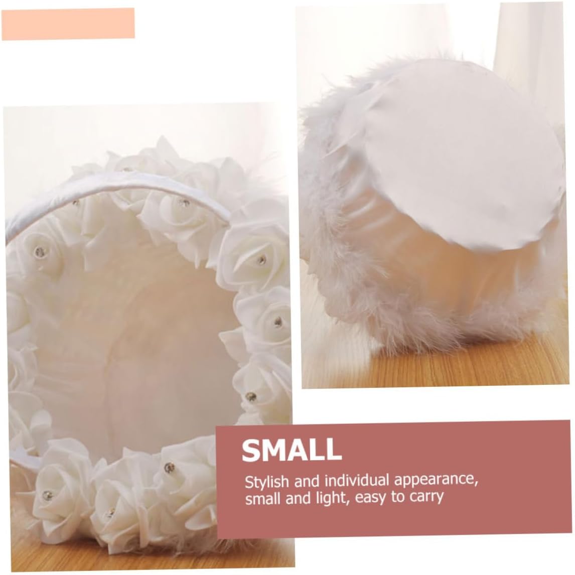 BESPORTBLE Wedding Flower Basket with Handle White Flower Girl Basket Wedding Supplies Container for Ceremony and Party Use