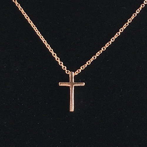 Rose Gold Tiny Cross Necklace, Dainty 