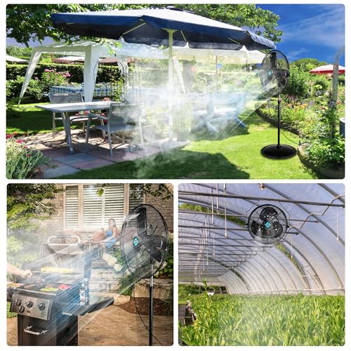 Image of Tornado 13 Inch Outdoor Misting Kit for Fan Cooling, Portable Misting System with 19.6FT Line & 5 Brass Nozzles for Patio, Backyard, Porch, Garden, Fits Most Outdoor Fans