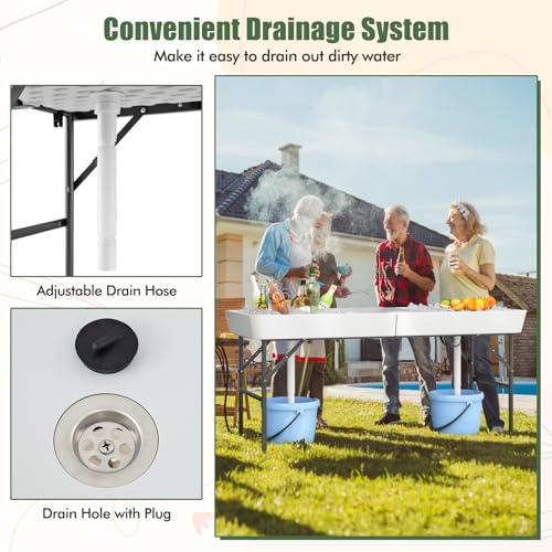 Table de refroidissement portable extérieure avec double évier de camping 1,5m