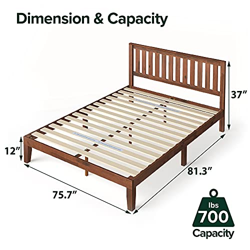 Image of Zinus Vivek Wood Platform Bed Frame with Headboard, Solid Wood Foundation with Wood Slat Support, No Box Spring Needed, Easy Assembly, King