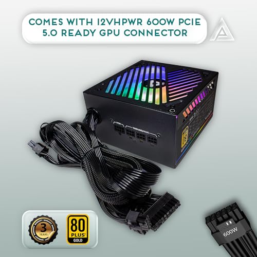Image of Apevia ATX-PM1000W PCIe 5.0 & ATX 3.0 Ready Premier 1000W 80+ Gold Certified, Includes PCIe 5.0 / Gen 5 12VHPWR Connector, Active PFC ATX Semi-Modular Gaming Power Supply with 366 RGB Light Modes