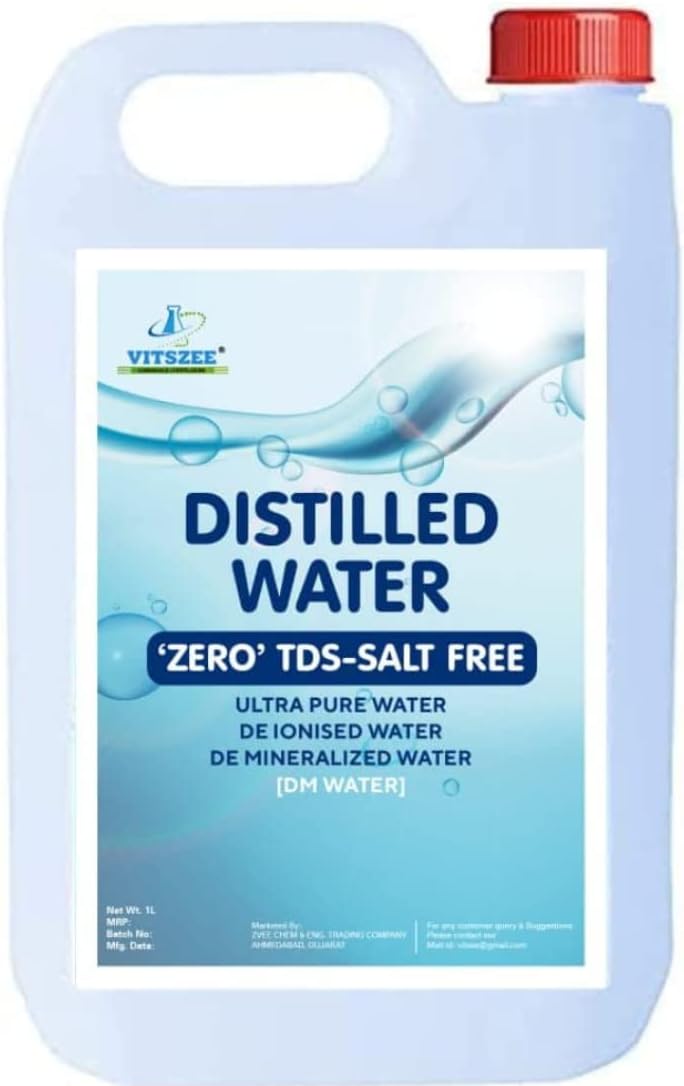 Pure Distilled Water 1 Litre | Di-Ionised H2O with 0 TDS for Multipurpose Use | Ideal for Battery Inverter Steam Iron Laboratory CPAP Autoclave Cosmetic and Cleaning Applications