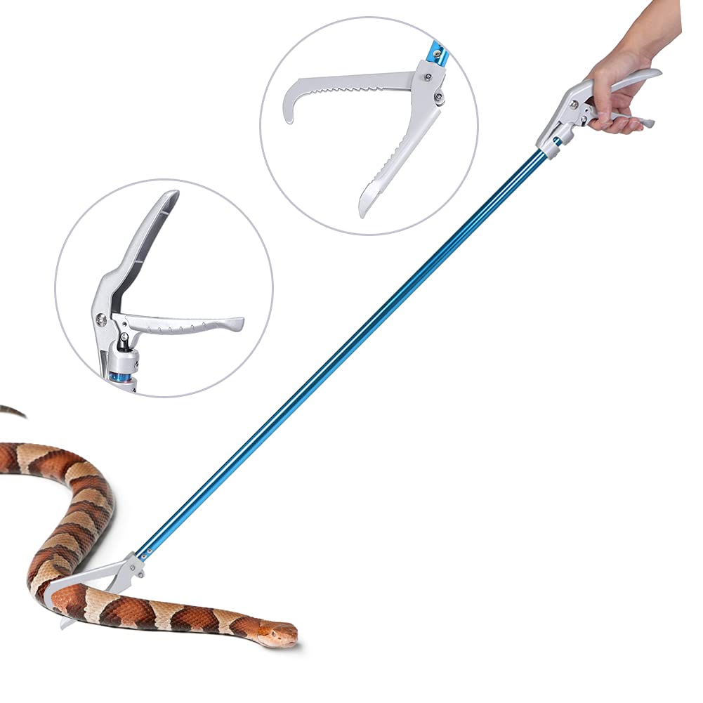 Pinza per serpenti in alluminio resistente, strumento pieghevole per afferrare rettili, durevole cattura serpenti per la gestione dei rettili, controllo, rimozione della f (100 cm)