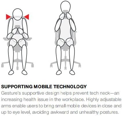Miniatura 7 de Steelcase Silla de trabajo gestual respaldo envuelto - marco metálico platinadobaseacento de gaviota - soporte lumbar ajustable - ruedas de suelo