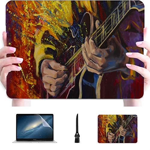 MacBook Accessories 13 Inch Jazz Rock Cool Electric Guitar for Boy Plastic Hard Shell Compatible Mac MacBook Air Shell Protection Accessories for MacBook with Mouse Pad