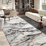 CRYPTOLITE Abstract Area Rug 5x7 Washable Rug with Non-Slip Backing Low Pile Area Rug Area Rugs for Living Room, Bedroom, Dining Room, Gold&Grey
