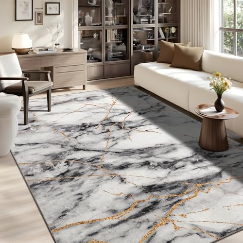 Abstract area rug with non slip backing washable short pile area rug for living room bedroom dining room 4' x 6'