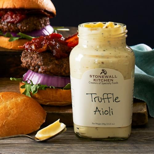 Stonewall Kitchen Truffle Aioli, 291g Glas – Luxuriöse Trüffel-Aioli mit schwarzem Trüffel und Trüffelöl, Perfekt für Burger und Feinschmecker