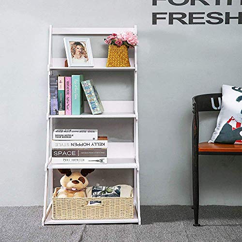 RHYYS Prateleira de armazenamento de madeira plástico estilo escada de 4 níveis suporte de planta br
