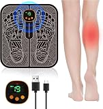 EMS Fußmassagematte für Bessere Durchblutung,Lindert Muskelschmerzen mit 8 Massageprogrammen & 19 Intensitätsstufen, faltbare tragbare Niedrigfrequenz-Puls Fußmassagepad für Zuhause & Büro