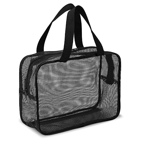Mozeat Lens Bolsa de malla portátil para ducha, organizador de artículos de aseo para dormitorio, color negro, bolsa de ducha de gimnasio de secado rápido para viajes, camping, universidad, dormitorio