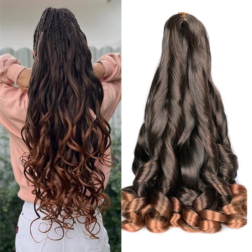 WoWCFyyds 8 Packs French Curl Braiding Hair 20 Inch Loose Wave Spiral curly braiding hair extensions 75g/Pack Soft French Curls Synthetic Hair Extensions for Braiding（1B/30）