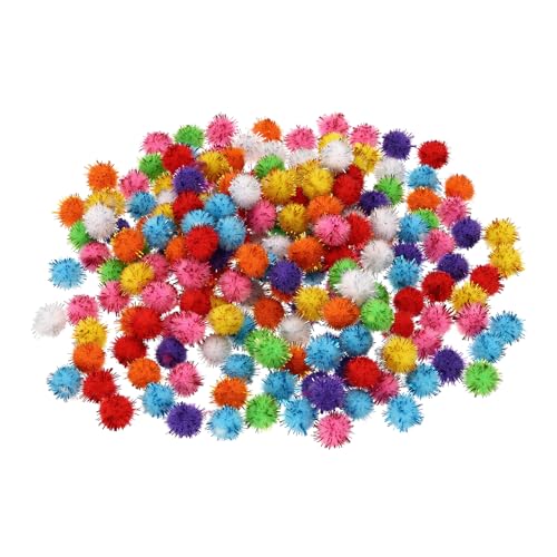 PATIKIL 0,4 Zoll Pompons für Bastelarbeiten, 200 Stück flauschige Pastell-Glitzer-Pompons für Kunstbedarf, DIY-Kreativmaterial für Handarbeiten, Dekorationen, bunt.