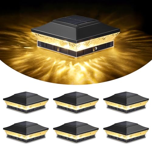 Brightever 4x4 3.5x3.5 Solar Post Cap Lights 6-Pack Black