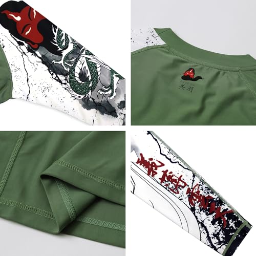 Image of HUGE SPORTS Men's Rash Guard Long Sleeves UPF 50+ UV Sun Protection Quick Drying Splice Compression Swim Shirts