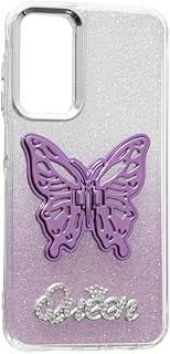 C.F.S Glitter Back Phone Protection Cover With 3D Butterfly Hidden Stand For Samsung Galaxy A25 / A24 / A15 - Purple