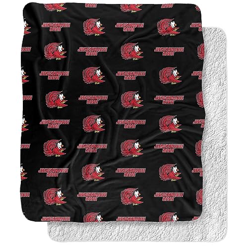 Jacksonville State Blanket, 50"x60" Logo Pattern, Sherpa Super Soft Throw