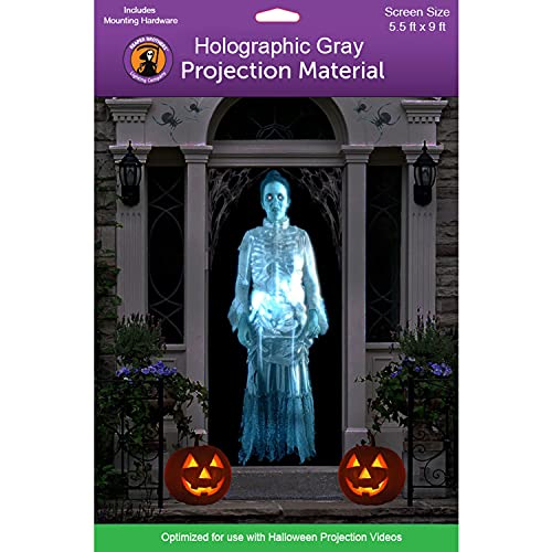 Holographic Rear Projection Screen with Mounting Hardware for Projecting Halloween Videos (5 ft x 9 ft Gray)