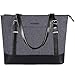 KROSER Laptop Damen Handtasche Schwarz Handtaschen Elegant Taschen Frauen Handtaschen 15,6 Zoll Große Leichte Nylon Stilvolle Handtasche mit USB-Ladeanschluss für Business/Schule/Reisen-MEHRWEG