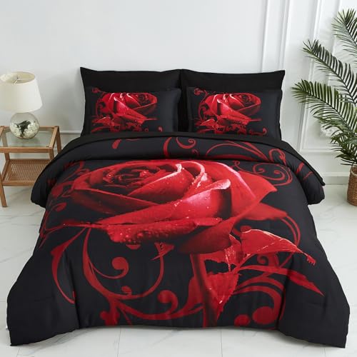 Red Comforter Set Full 7-Piece Bed in a Bag