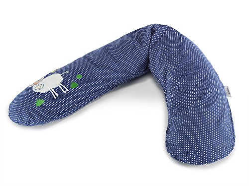 Das Original Theraline Stillkissen | 190 cm | Polyester Hohlfaser Füllung | inklusive Bezug Punkte marine Schaf