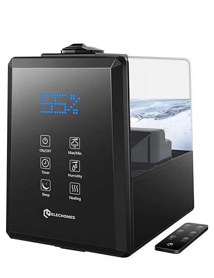 Elechomes UC5501 Ultrasonic Humidifier 6L Vaporizer Warm and Cool Mist for Large Room Baby Bedroom with Remote, Customized Humidity, LED Touch Display, Whisper-Quiet, 12-45 Hours, 550ml/h Max Humidity