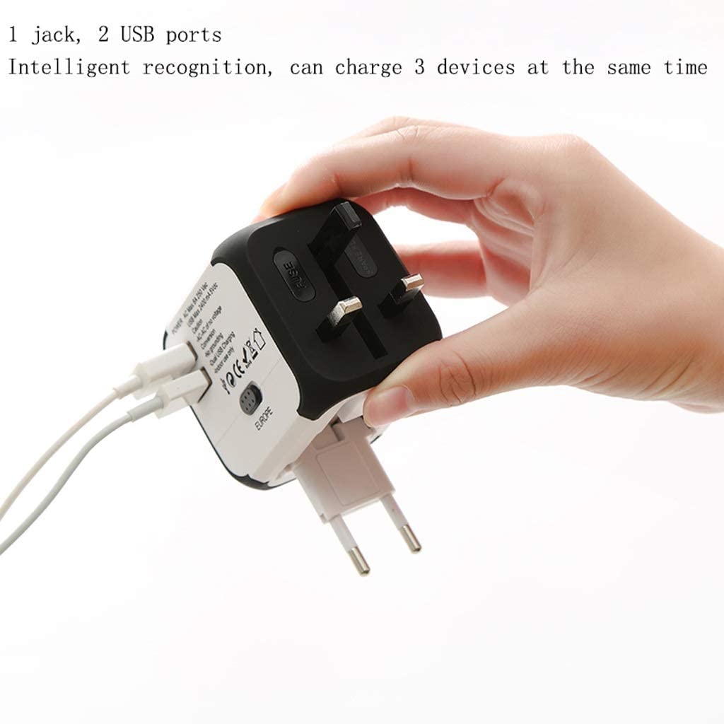 Weltweiter Reiseadapter mit 2 USB-Anschlüssen für USA UK AUS Europa Asien Handy Laptop World International Travel Power Adapter