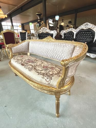 Sofa Set Nostalgic French Baroque Style Sofa Set in Khaki Colour Floral Pattern Gold Finish for Lounge Room Home Decor – Bild 4