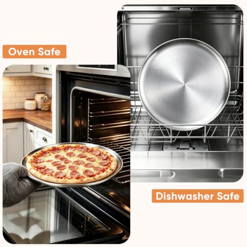 E-far 16” Stainless Steel Pizza Pan for Oven, Pizza Baking Tray Set of 2 by E-far - Used condition - Image 5