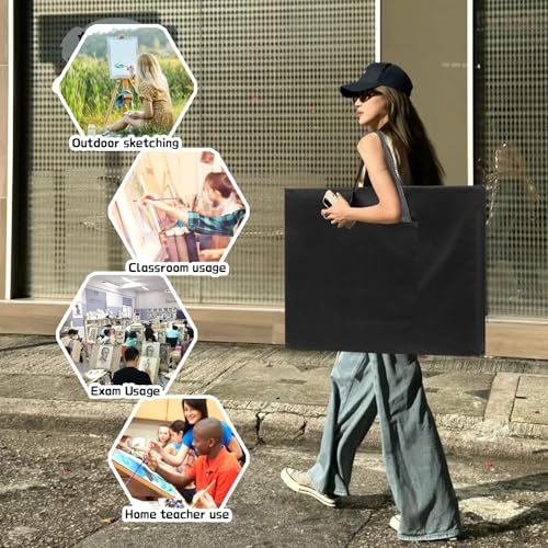 Image of Thickened Art Portfolio Case,20 x 26 Inches Art Portfolio Bag Handheld Canvas Bag for Artwork, Poster, Sketch Drawing,Paintings,Drawing Supplies Bag
