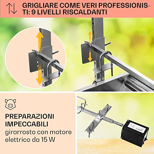 Oneconcept 2-In-1 Kit Arrosto E Barbecue Elettrico Portatile, Barbecue Grill Con Ruote E Posacenere, Barbecue Con Griglia In Acciaio Inossidabile Da Giardino, Barbecue Da Terrazzo, Campeggio, Balcone - 3