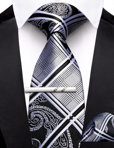 Image of Barry.Wang Boys Ties School Pre-Tied Kids Necktie Handkerchief Clip Set Uniforms Child Ties for 8-14 Years Wedding Party